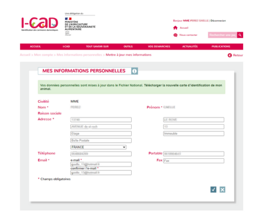 espace détenteur i-cad mail